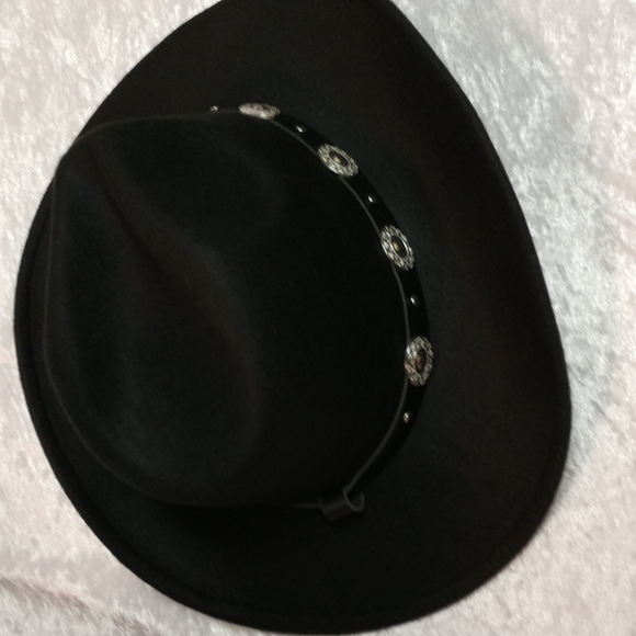 Unisex Black Western Cowboy Hat  Silver-tone Conch Faux Leather Strap - Picture 12 of 17